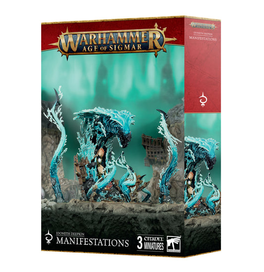 Warhammer Age of Sigmar Idoneth Deepkin Manifestations box set with three aquatic-themed Citadel miniatures including Incarnate of the Deep and Abyssal Tendrils