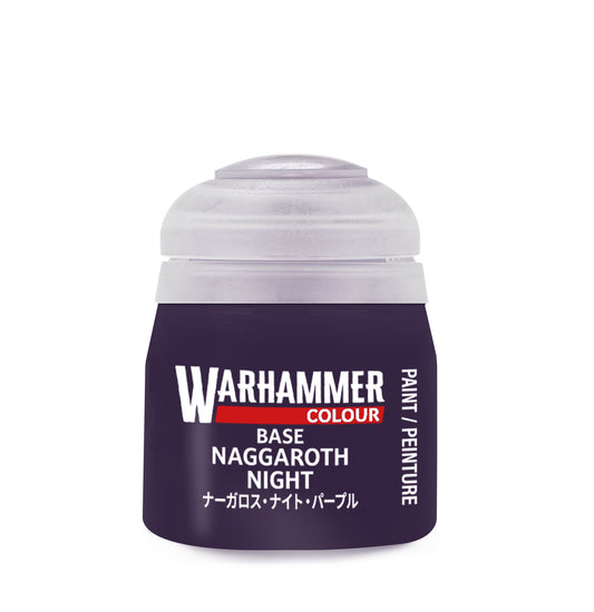 Warhammer paint pot labeled 'Naggaroth Night' on a white background