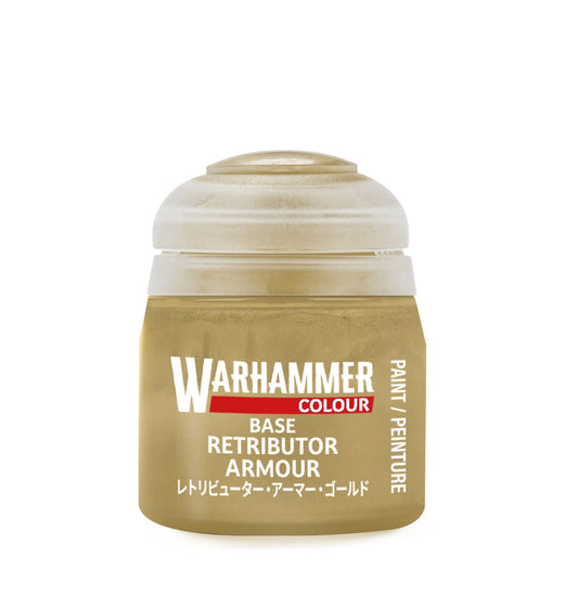 Warhammer paint pot labeled 'Retributor Armour' on a white background