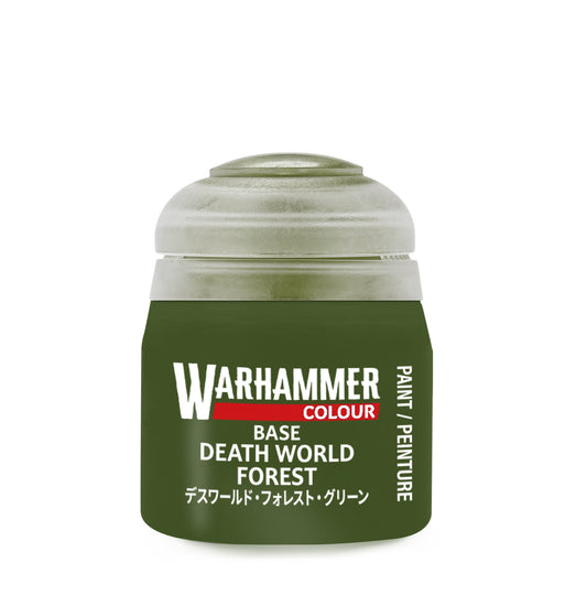 Warhammer paint can labeled 'Death World Forest' on a white background