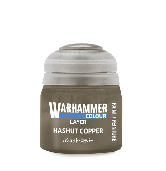 Warhammer paint can labeled 'Hashut Copper' on a white background