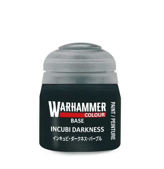 Warhammer paint can labeled 'Incubi Darkness' on a white background