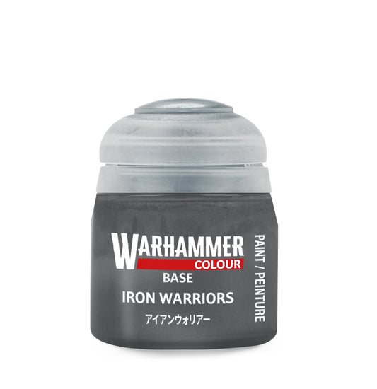 Warhammer paint can labeled 'Iron Warriors' on a white background