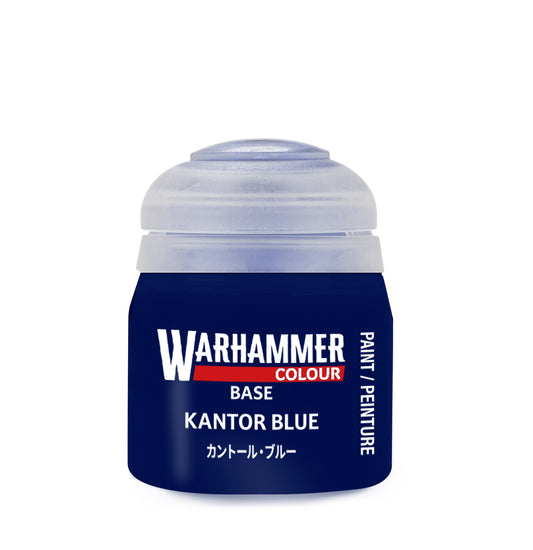 Warhammer paint can labeled 'Kantor Blue' on a white background