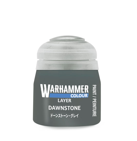 Warhammer Colour Layer paint pot labeled 'Dawnstone' on a white background