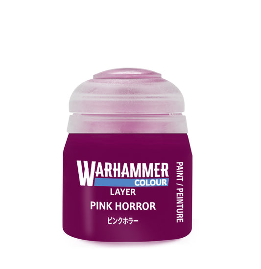 Warhammer Colour Pink Horror paint jar on a white background