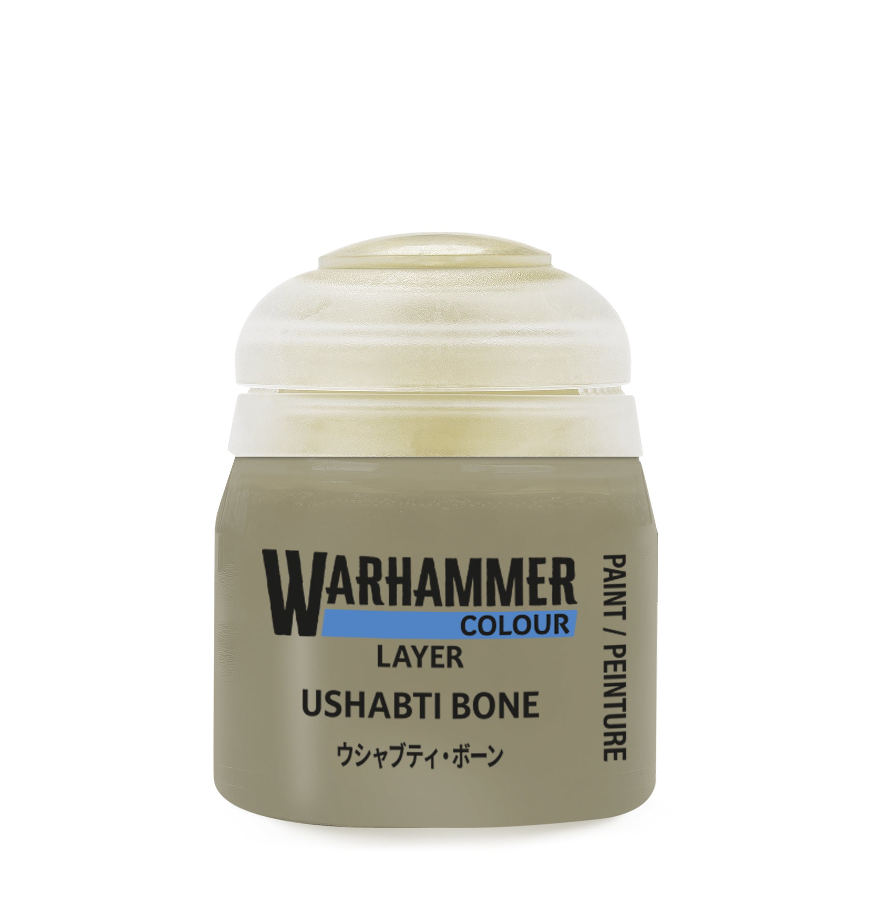 Warhammer paint can labeled 'Ushabti Bone' on a white background