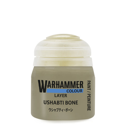 Warhammer paint can labeled 'Ushabti Bone' on a white background