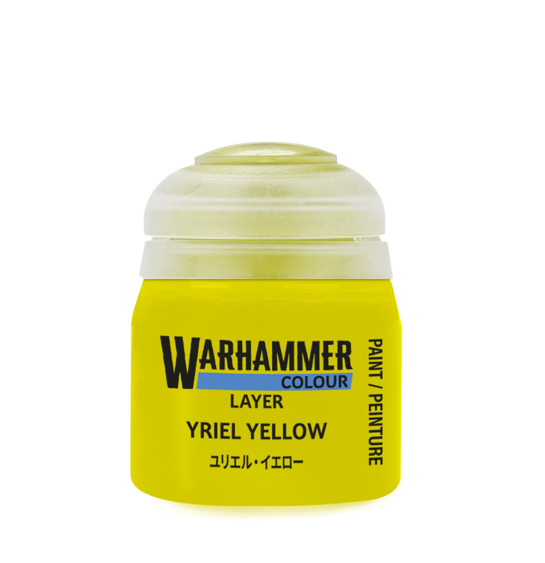 Warhammer Colour Yriel Yellow paint jar on a white background