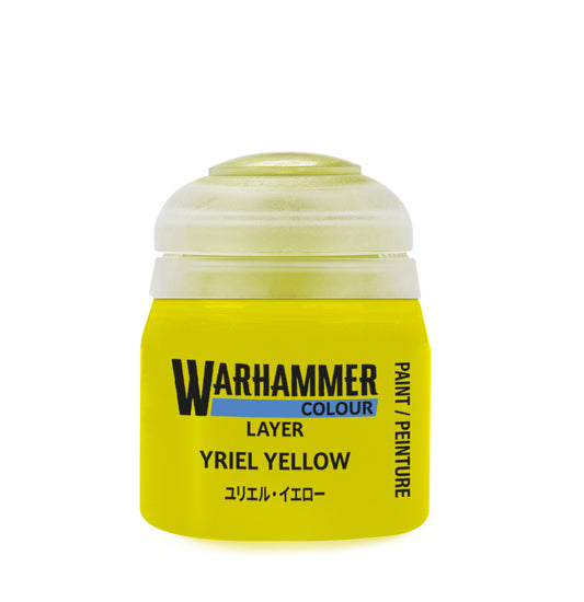 Warhammer Colour Yriel Yellow paint jar on a white background