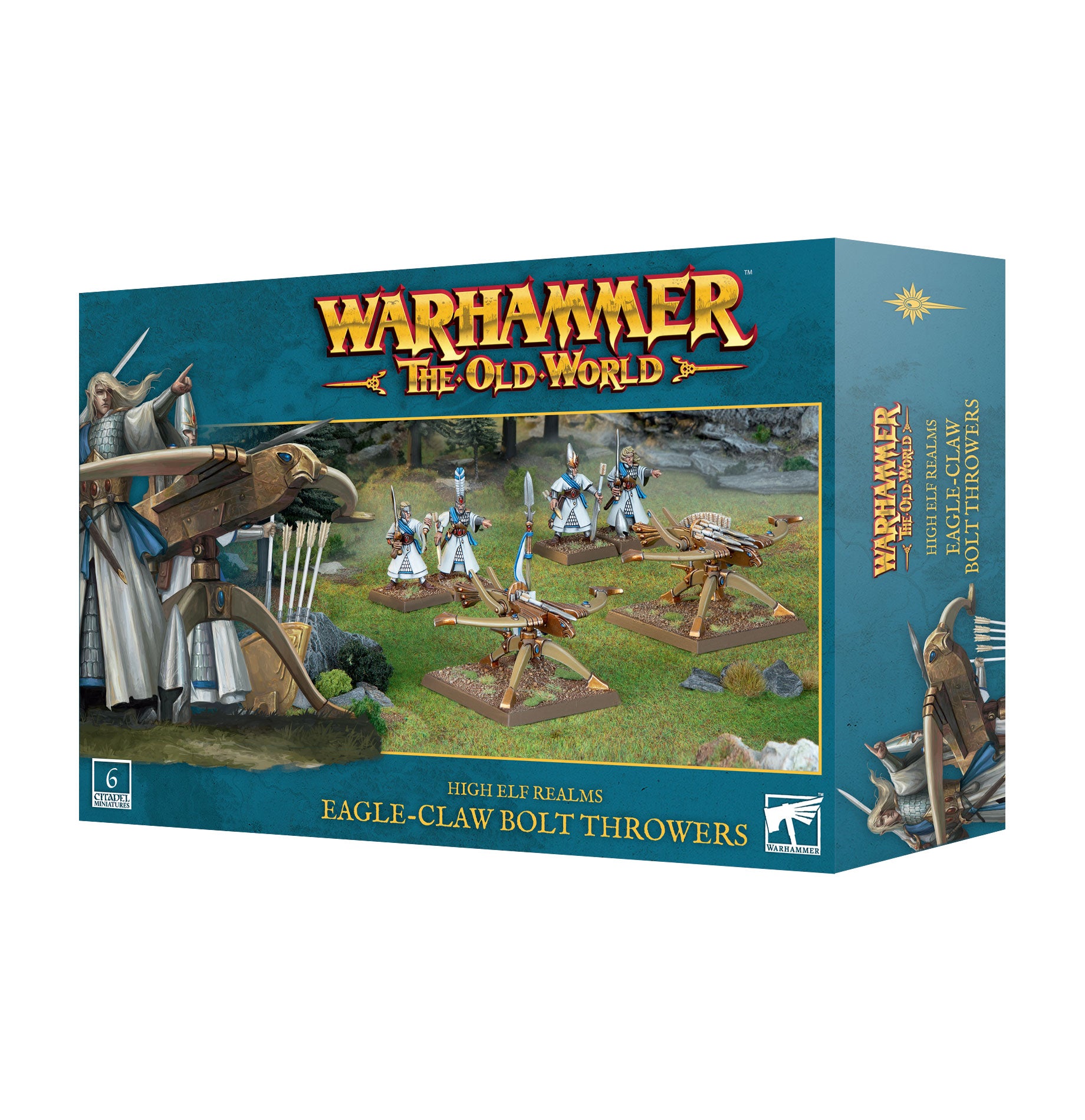 Warhammer the Old World: High Elf Realms - Eagle Claw Bolt Throwers box cover art.