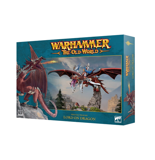Warhammer the Old World: High Elf Realms - Lord on Dragon box cover art.