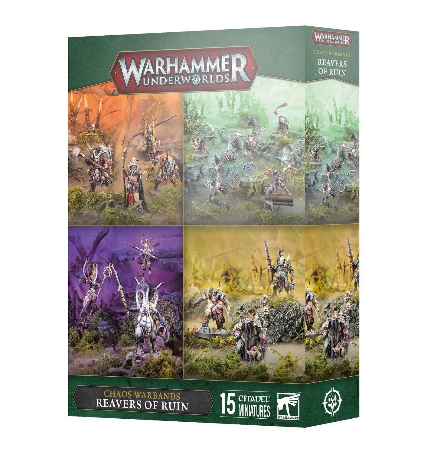 Warhammer Underworlds game box featuring miniatures and scenery