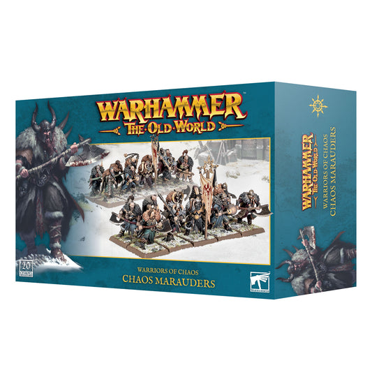 Warhammer The Old World box set featuring Chaos Marauders on a white background