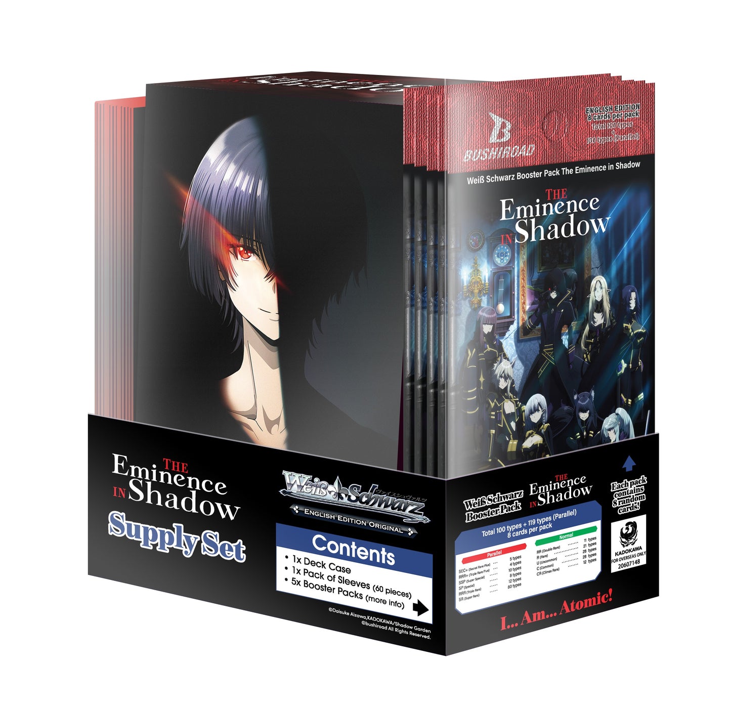 Supplies set packaging with character illustration and game components on a white background