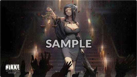 Stylized character with a mask and scale, surrounded by hands, on a dark background with 'Nikke' branding.