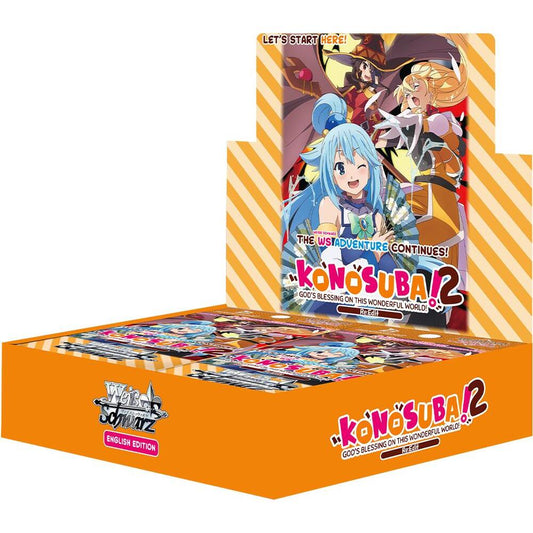 KonoSuba! trading card game box with character illustration on a white background