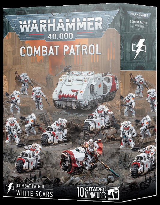 Warhammer 40,000 Combat Patrol game box with miniatures and vehicles.