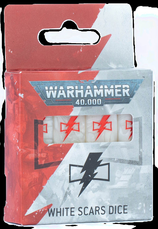 Packaged dice set with Warhammer 40,000 branding on a white background