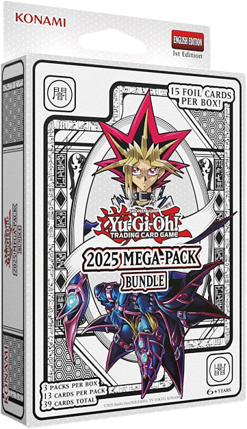Yu-Gi-Oh! trading card game 2025 Mega-Pack Bundle packaging with Konami branding.