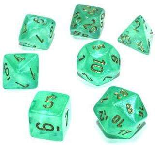 Chessex Dice: 7 Die Set - Borealis - Luminary Light Green with Gold (CHX 27575) - Gamescape