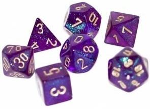 Chessex Dice: 7 Die Set - Borealis - Royal Purple with Gold (CHX 27467) - Gamescape