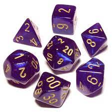 Chessex Dice: 7 Die Set - Borealis - Royal Purple with Gold (CHX 27587) - Gamescape