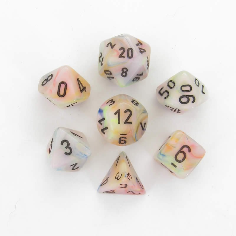 Chessex Dice: 7 Die Set - Festive - Circus with Black (CHX 27442) - Gamescape