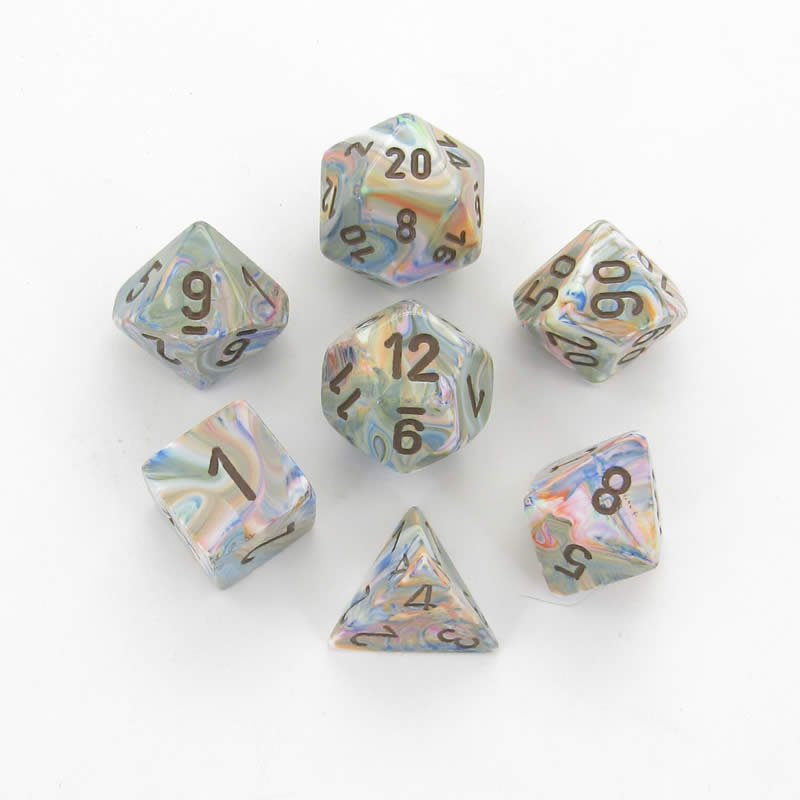 Chessex Dice: 7 Die Set - Festive - Vibrant with Brown (CHX 27441) - Gamescape
