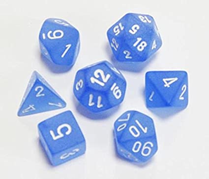Chessex Dice: 7 Die Set - Frosted - Blue with White (CHX 27406) - Gamescape
