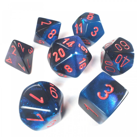 Chessex Dice: 7 Die Set - Gemini - Black-Starlight with Red (CHX 26458) - Gamescape
