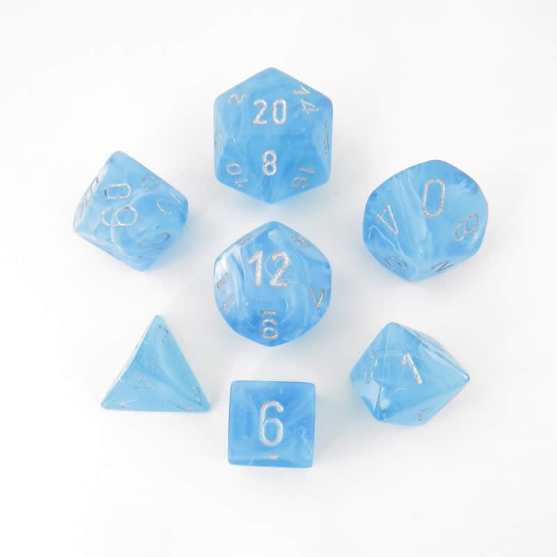 Chessex Dice: 7 Die Set - Luminary - Sky with Silver (CHX 27566) - Gamescape