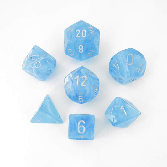 Chessex Dice: 7 Die Set - Luminary - Sky with Silver (CHX 27566) - Gamescape
