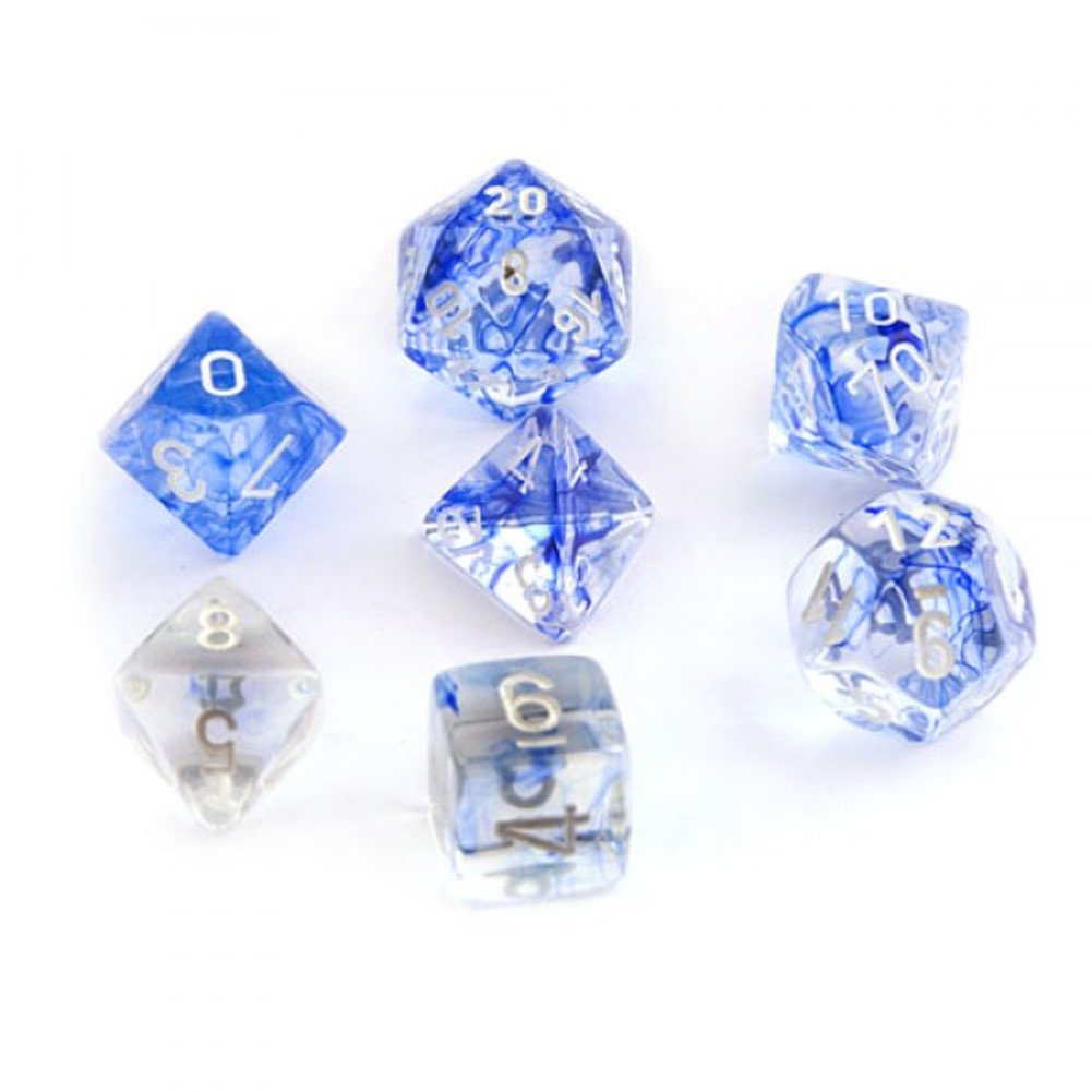 Chessex Dice: 7 Die Set - Nebula - Dark Blue with White (CHX 27466) - Gamescape