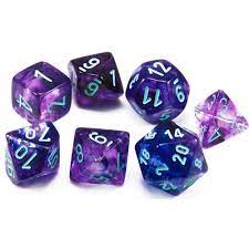 Chessex Dice: 7 Die Set - Nebula - Nocturnal with Blue (CHX 27557) - Gamescape