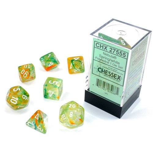 Chessex Dice: 7 Die Set - Nebula - Spring with White (CHX 27555) - Gamescape
