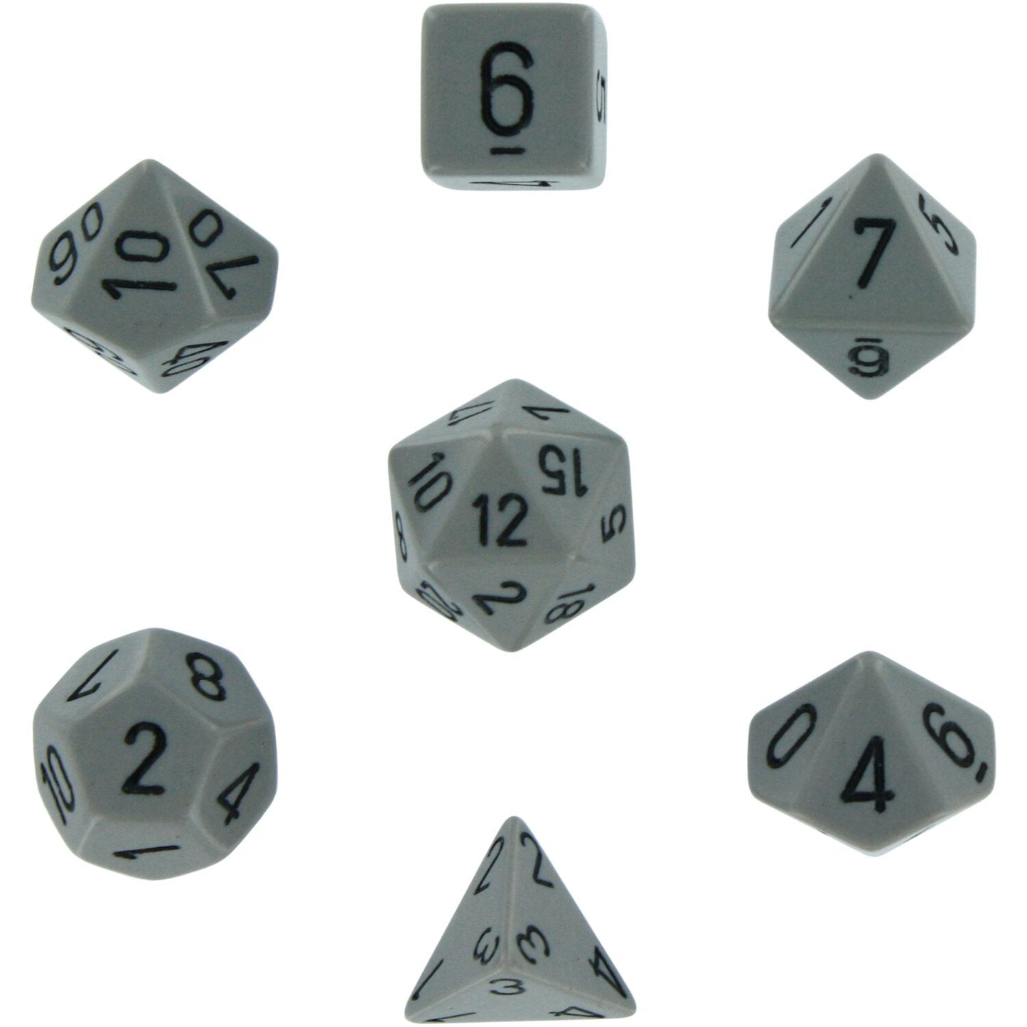 Chessex Dice: 7 Die Set - Opaque - Grey with Black (CHX 25410) - Gamescape