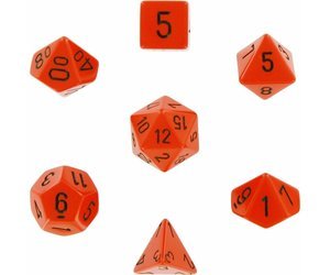 Chessex Dice: 7 Die Set - Opaque - Orange with Black (CHX 25403) - Gamescape