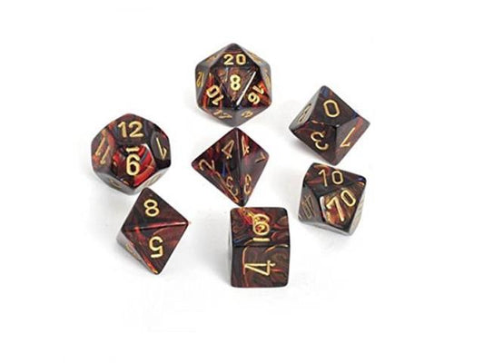 Chessex Dice: 7 Die Set - Scarab - Blue Blood with Gold (CHX 27419) - Gamescape