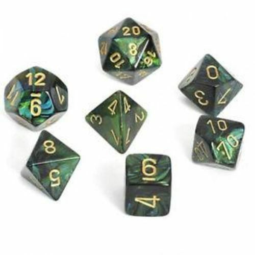 Chessex Dice: 7 Die Set - Scarab - Jade with Gold (CHX 27415) - Gamescape