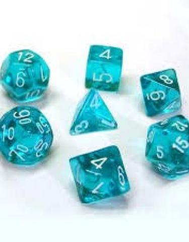 Chessex Dice: 7 Die Set - Translucent - Teal with White (CHX 23085) - Gamescape
