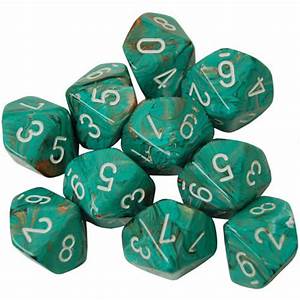 Chessex Dice: D10 Set - Marble - Oxi-Copper with White (CHX 27203) - Gamescape