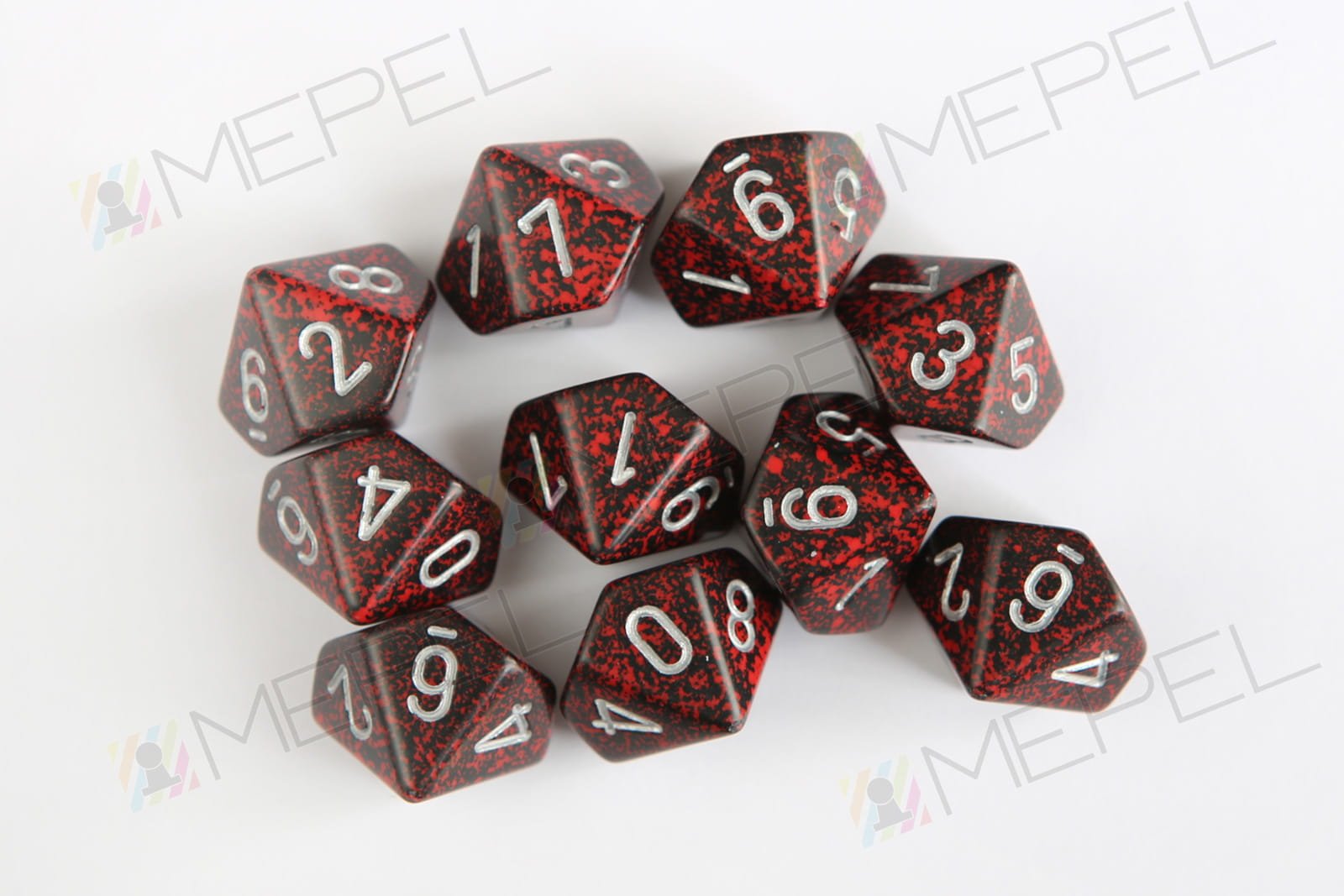 Chessex Dice: D10 - Speckled - Silver Volcano (CHX 25144) - Gamescape