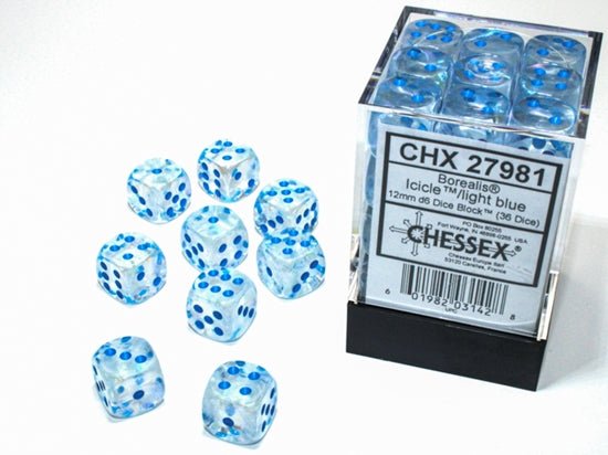 Chessex Dice: D6 Block 12mm - Borealis - Icicle with Light Blue (CHX 27981) - Gamescape