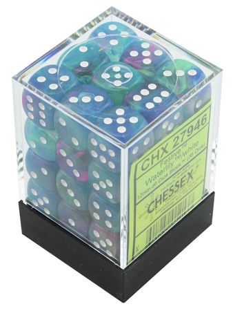 Chessex Dice: D6 Block 12mm - Festive - Waterlily with White (CHX 27946) - Gamescape