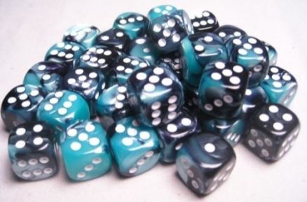 Chessex Dice: D6 Block 12mm - Gemini - Black-Shell with White (CHX 26846) - Gamescape