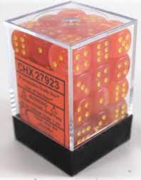 Chessex Dice: D6 Block 12mm - Ghostly Glow - Orange with Yellow (CHX 27923) - Gamescape
