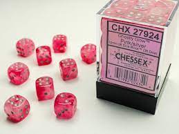 Chessex Dice: D6 Block 12mm - Ghostly Glow - Pink with Silver (CHX 27924) - Gamescape