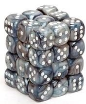 Chessex Dice: D6 Block 12mm - Lustrous - Slate with White (CHX 27890) - Gamescape