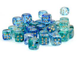 Chessex Dice: D6 Block 12mm - Nebula - Oceanic with Gold (CHX 27956) - Gamescape